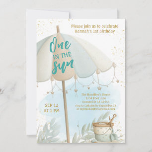 One in the Sun Summer Beach First Birthday Invitation
