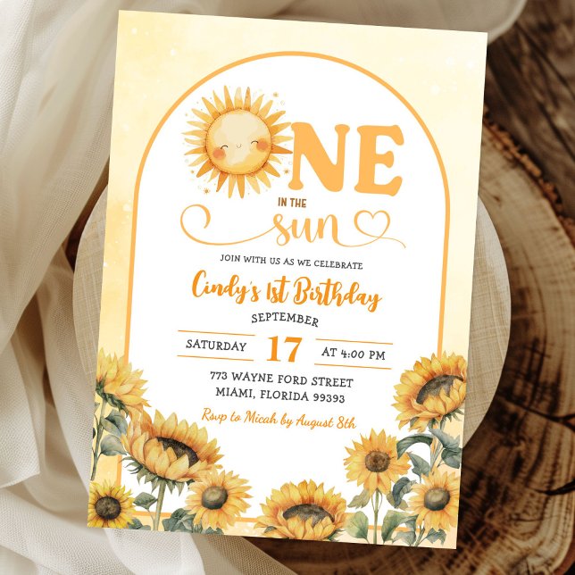 One in the Sun Summer Sunshine First Birthday Invitation (Creator Uploaded)
