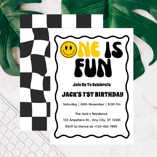 One Is Fun  Boy First Birthday  Invitation (Creator Uploaded)