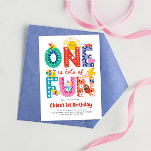 One is Fun Invitation, Girls First Birthday  Invitation