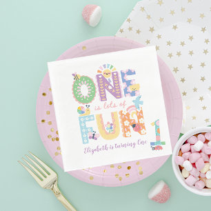 One is lots of Fun, Pastel Spring First Birthday Napkin