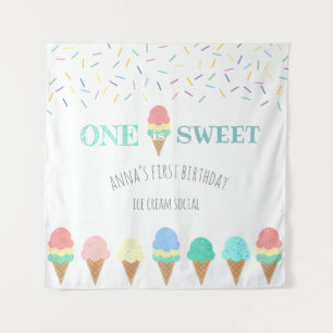 One is sweet ice cream social first birthday tapestry