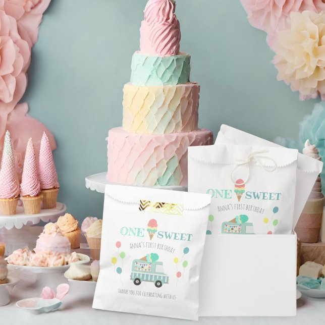 One is sweet ice cream truck first birthday favour bag (Creator Uploaded)