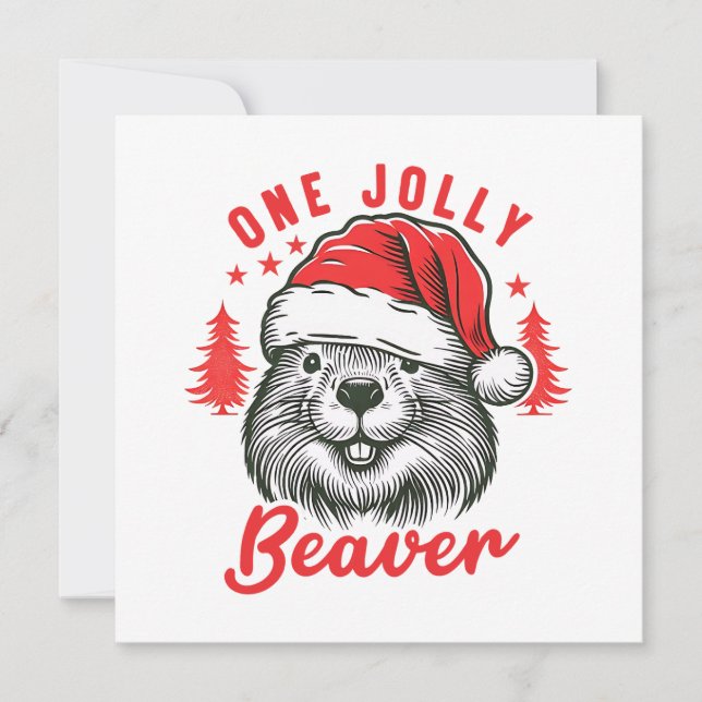 One Jolly Beaver  Holiday Card (Front)