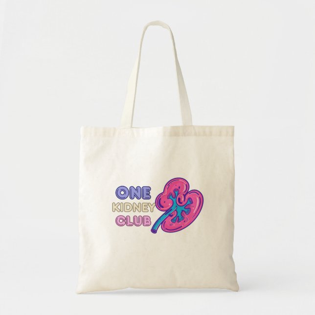 ONE KIDNEY CLUB, KIDNEY Transplant Tote Bag (Front)