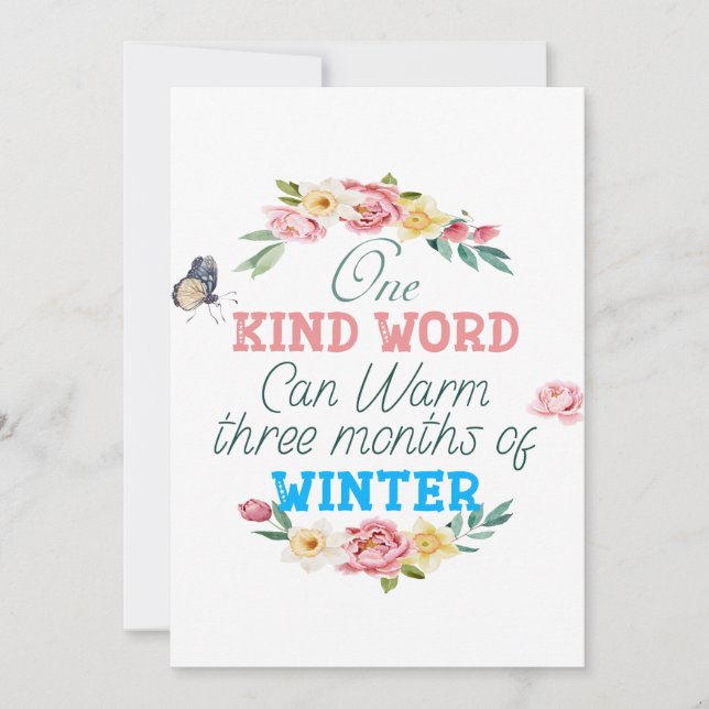 One Kind Word Quote Greetings Card (Front)