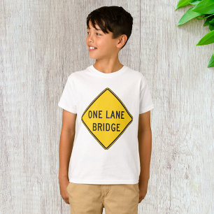 One Lane Bridge Road Sign Yellow T-Shirt