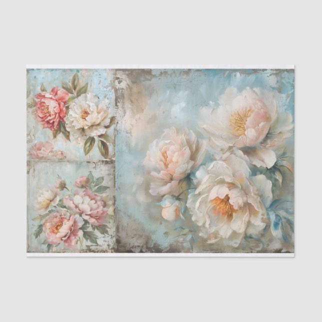 One Large and Two Smaller Gorgeous Roses Paintings Tissue Paper (Front)