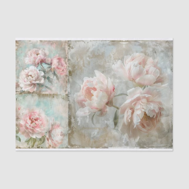 One Large and Two Smaller Gorgeous Roses Paintings Tissue Paper (Front)