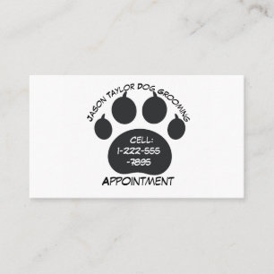 One Large Black and White Dog Paw Print Appointment Card