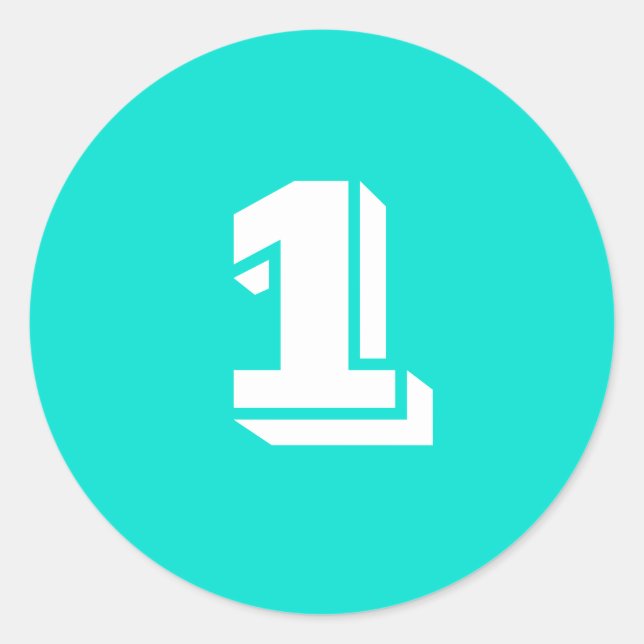 One Large Round Turquoise Number Stickers by Janz (Front)