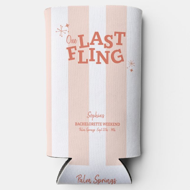 One Last Fling Bachelorette Seltzer Can Cooler (Front)