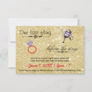 One Last Fling / Gold - 3x5Bachelorette Invitation