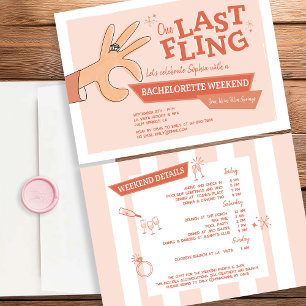 "One Last Fling" Retro Mid-Century Bachelorette Invitation