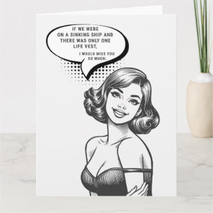 One Life Vest Funny Retro Greeting Card