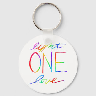 One Light & Love Inspirational Words Art Keychains