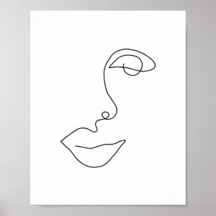 One Line Contour Face 1 Poster