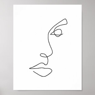 One Line Contour Face 3 Poster