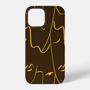 One Line Drawing Faces Pattern iPhone 12 Case