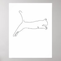 One Line Drawing Katze springt Single Art