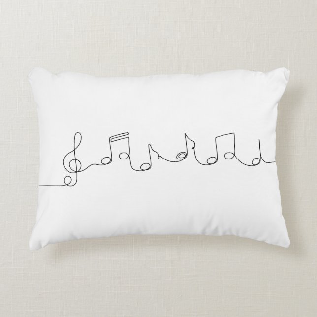 One line drawing of musical notes accent pillow (Front)