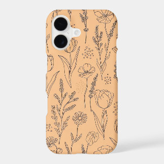 One-Line Floral Tulip & Wildflower Seamless Phone 