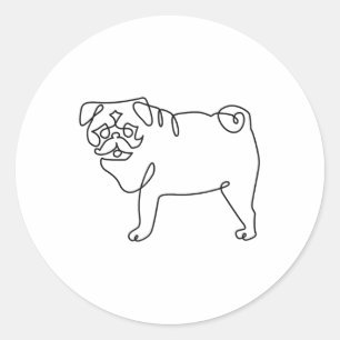 One Line Pug Tattoo _1 Classic Round Sticker