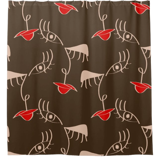 One-line woman face: abstract pattern. (Front)