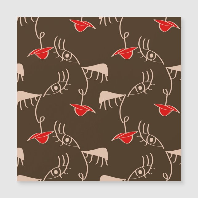 One-line woman face: abstract pattern. (Front)