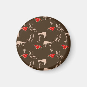 One-line woman face: abstract pattern. magnet