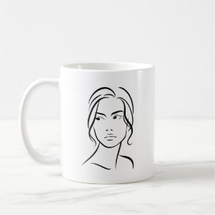 One Line Woman Face Drawing 4  Coffee Mug