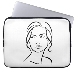 One Line Woman Face Drawing 4 Laptop Sleeve