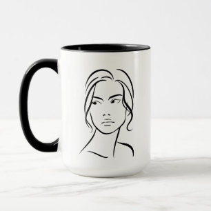 One Line Woman Face Drawing 4 Mug