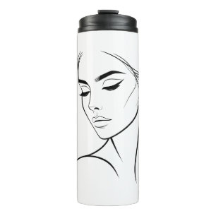 One Line Woman Face Drawing No3  Thermal Tumbler