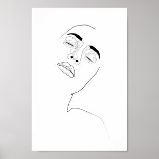 One Line Women Fashion Illustration Poster