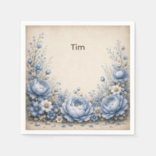 One Little Friend Floral First Birthday  Napkin