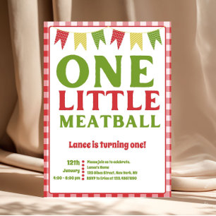 One Little Meatball First Birthday Invitation