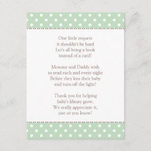 One Little Request   Mint Green Baby Shower Book Enclosure Card