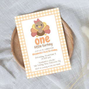 One Little Turkey Girl's First Birthday Party Invitation