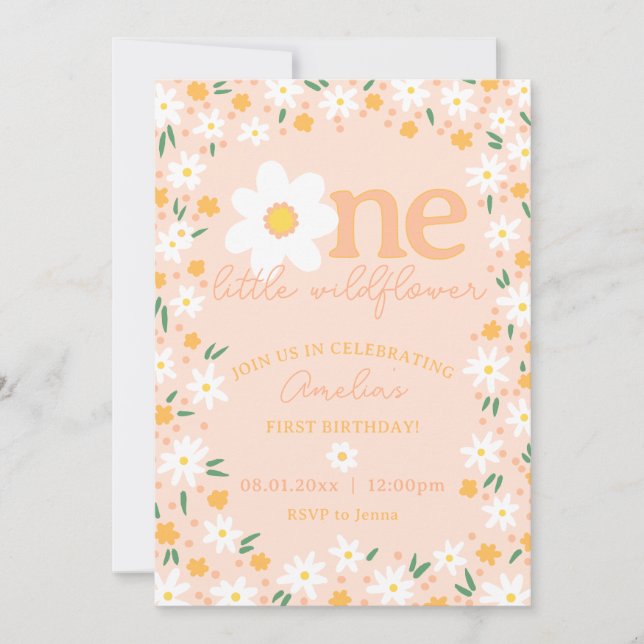 One Little Wildflower First Birthday Invitation (Front)