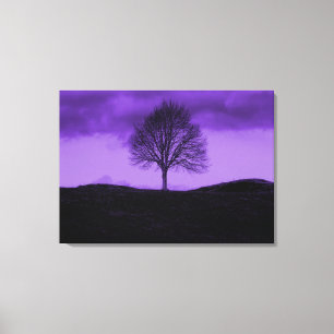 One Lone Tree Pop Art Purple Landscape Canvas Print