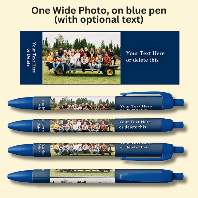 One Long Wide Photo with optional text on Blue Blue Ink Pen (Creator Uploaded)