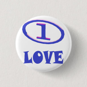 One Love art pattern blue hint of purple 1 Inch Round Button