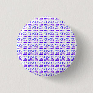 One Love art pattern blue hint of purple 1 Inch Round Button