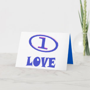 One Love art pattern blue hint of purple Card