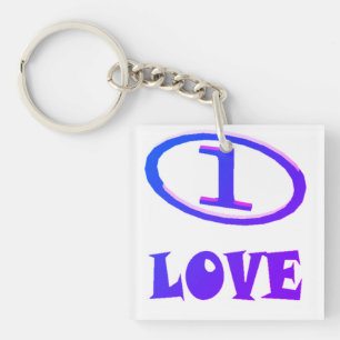 One Love art pattern blue hint of purple Keychain
