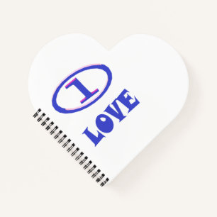One Love art pattern blue hint of purple Noteb Notebook