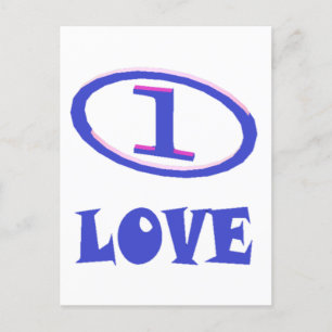 One Love art pattern blue hint of purple          Postcard