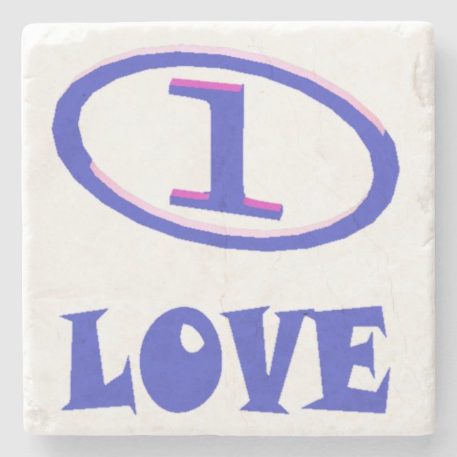 One Love art pattern blue hint of purple           Stone Coaster (Front)