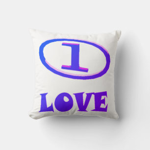 One Love art pattern blue hint of purple Throw Pillow